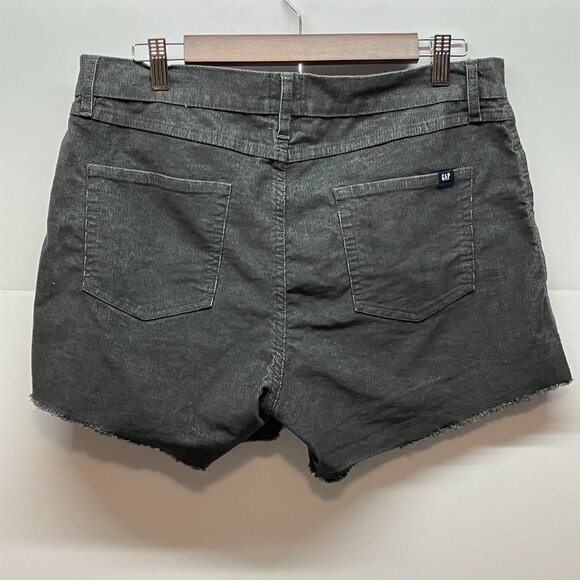 Gap Womens Gray Ribbed Corduroy Cut Off Frayed Hem Gray Shorts 4" Inseam Size 10 - Picture 2 of 5